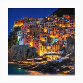 Cinque Terre At Night 3 Canvas Print