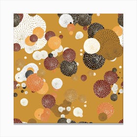 Oriental Circle Textures Mustard 2 Square Canvas Print