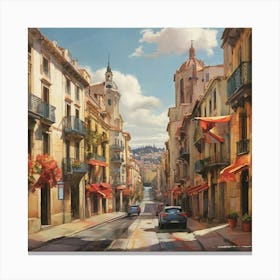 Street Scene In Barcelona art print Canvas Print