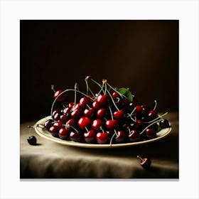 Cherries On A Plate Canvas Print