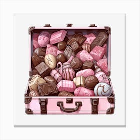 Pink Suitcase Full Of Sweets 1 Canvas Print