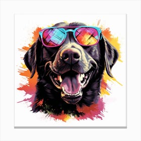 Black Labrador Dog With Sunglasses Canvas Print