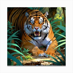 Tiger In The Jungle Canvas Print