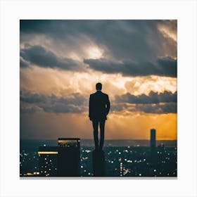 Silhouette Of A Businessman Canvas Print