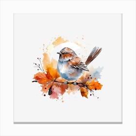 Watercolor Autumn Bird Canvas Print