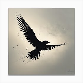 Black Bird In Flight Canvas Print