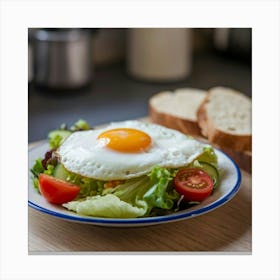 Fried Egg On Salad Canvas Print