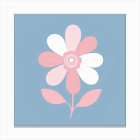 A White And Pink Flower In Minimalist Style Square Composition 305 Canvas Print