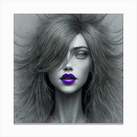 Girl With Purple Lips Canvas Print