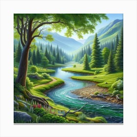 River In The Forest 10 Canvas Print