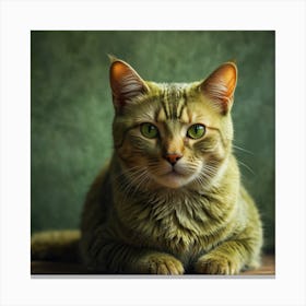 Portrait Of Green Cat Canvas Print