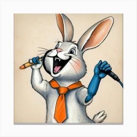 Rabbit With A Microphone Canvas Print