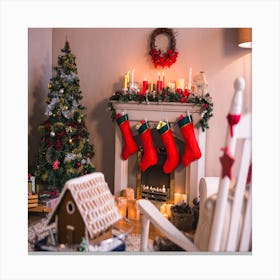 Christmas Decorations In The Living Room Canvas Print