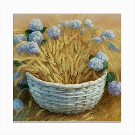 Hydrangeas In A Basket 1 Canvas Print