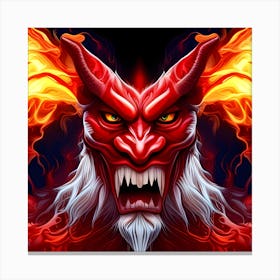 Demon Head With Flames Canvas Print