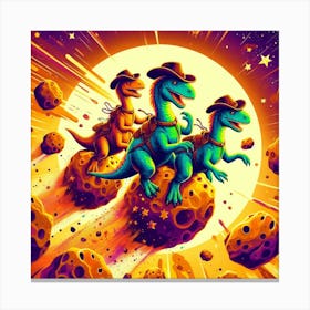 Dinosaurs On The Moon Canvas Print