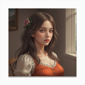 Girl With Long Hair Canvas Print