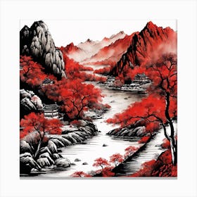 Chinese Landscape Mountains Ink Painting (30) 2 Canvas Print