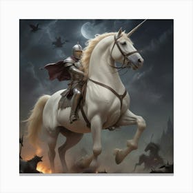 Unicorn And Knight Canvas Print