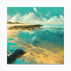 Tidal Waters, Turquoise Blue Sea on Golden Beach 2 Canvas Print