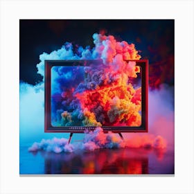 Tv Set In Smoke Canvas Print