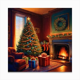 Christmas Tree In The Living Room 23 Canvas Print