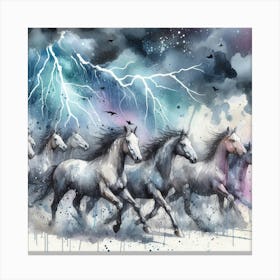 horses in the storm 5 Canvas Print