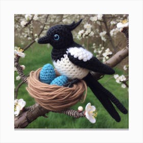 Amigurumi, Magpie bird Canvas Print