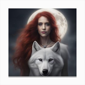 Wolf And Woman 1 Canvas Print