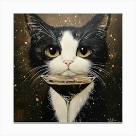 Cat With Martini 1 Canvas Print