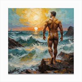 Nude Man At Sunset Canvas Print
