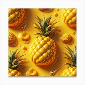 Pineapples On A Yellow Background Canvas Print