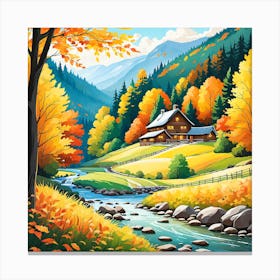 Autumn Landscape Painting Canvas Print