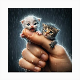 Kittens In The Rain 3 Canvas Print