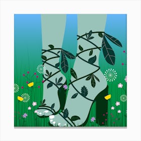 Grow Where Your Are Planted Green Square Canvas Print