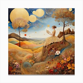 Girl In A Field Canvas Print