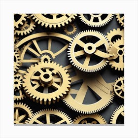 Gold Gears Background 7 Canvas Print