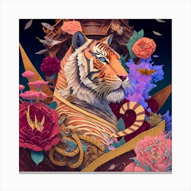 Tiger In The Night Canvas Print