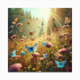 Butterflies In The Meadow Canvas Print