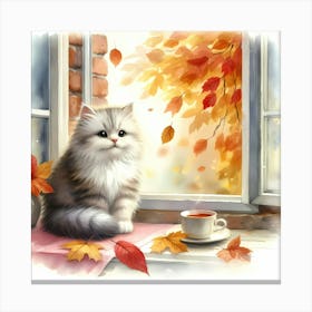 Cat On The Window Sill Canvas Print