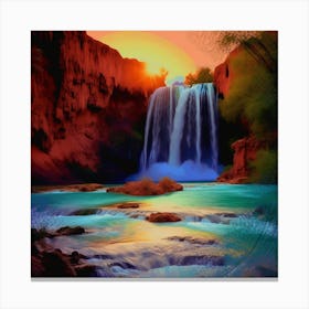 Sunset At The Falls Canvas Print