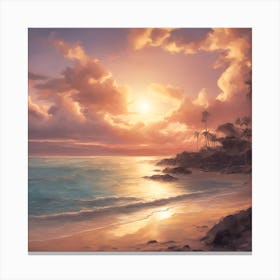 Sunset On The Beach 1 Canvas Print