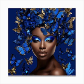 Blue Butterfly Portrait Canvas Print