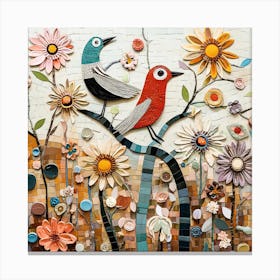 Birds In The Garden X2 with AC Effect Canvas Print