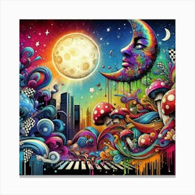 Psychedelic Moon Canvas Print