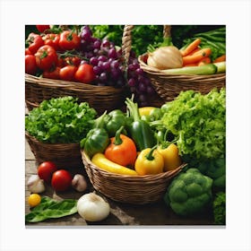 Fresh Vegetables In Baskets 1 Canvas Print