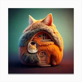 Firefly House, Cat, Shape, Whimsical, Unique, Creative, Feline, Architecture, Playful, Charming, Coz (1) Canvas Print