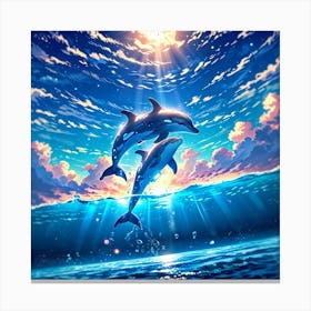 Dolphins In The Ocean 3 Canvas Print