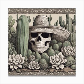 Skull In Cactus Canvas Print
