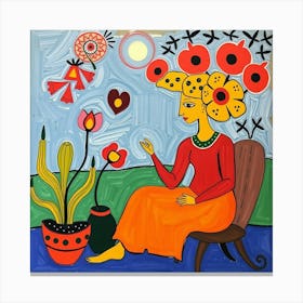 Woman With Flowers 1 Canvas Print